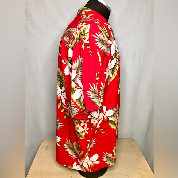 Vintage Two Palms Shirt Red Size 2XL Tiki Hawaiian Floral Palm Rayon Tropical - Picture 7 of 13